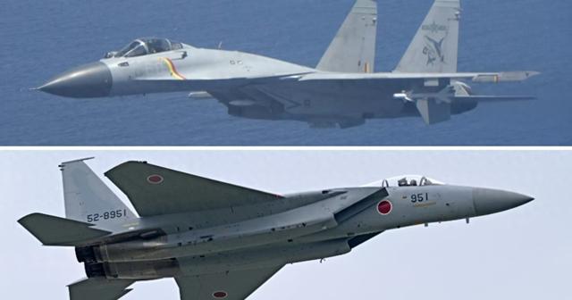 中国航母大洋亮剑，歼-15火控雷达锁定日机，硬刚F-15战机挑衅