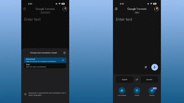 谷歌翻译加入文本翻译AI模型，有快速与进阶模式可选