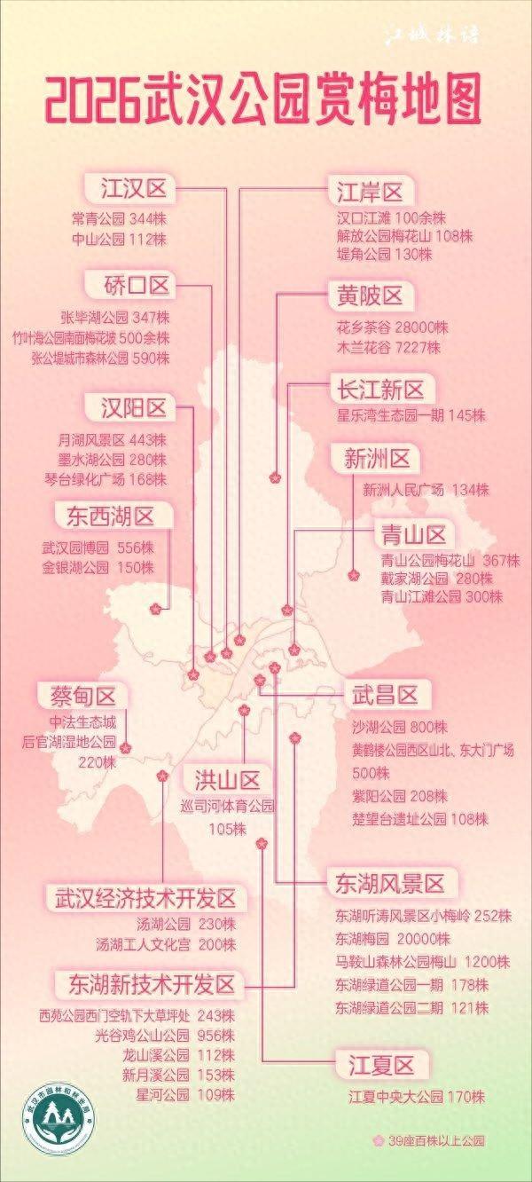最新公园赏梅地图发布，武汉116座公园可赏梅花