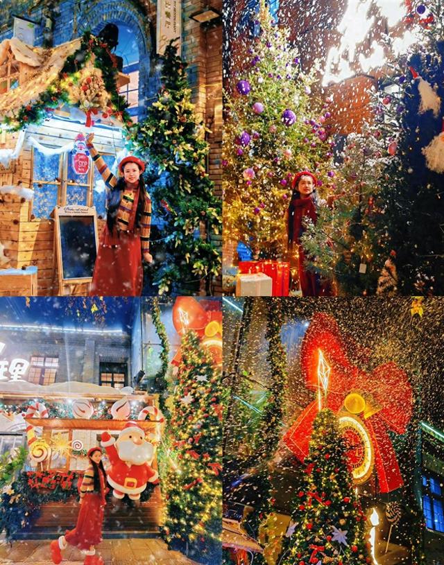 石家庄圣诞街免费逛，人造雪花表演，拍照最佳时间曝光
