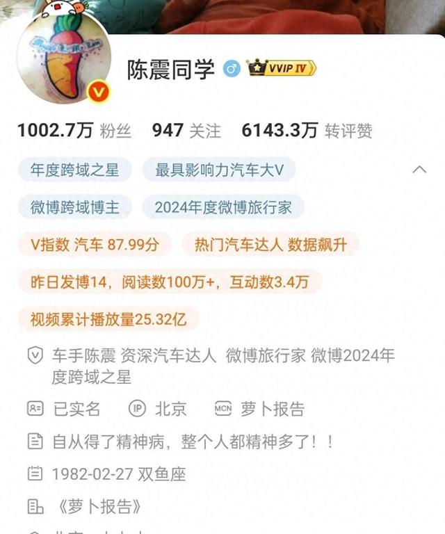 “千万粉丝车评人”陈震就车祸事件致歉声明