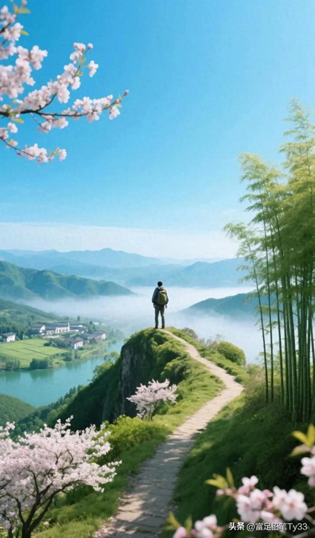 山间小路，花海相伴，徒步旅行，感受自然之美！