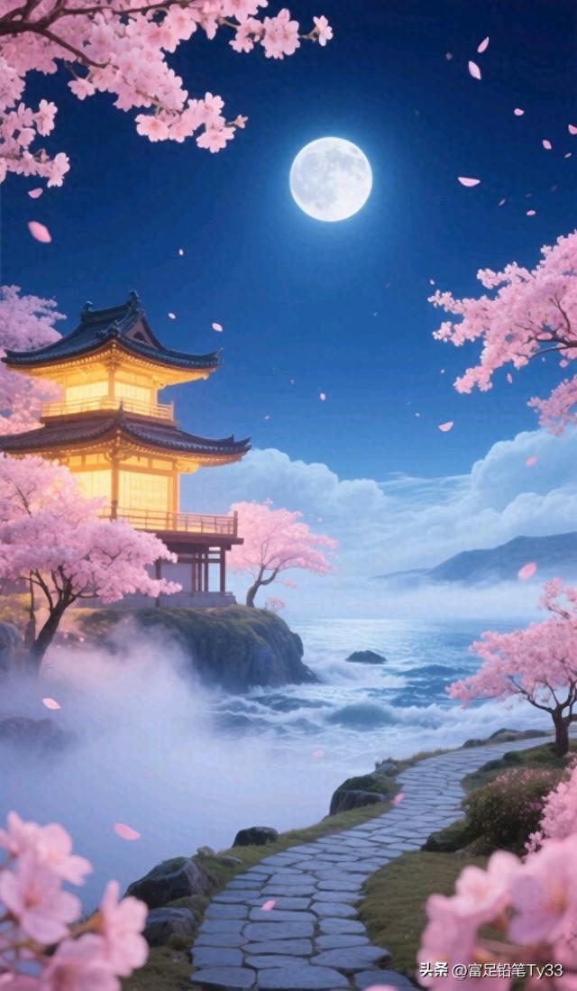 漫步月光樱径：沉醉唯美静谧，仿若踏入梦幻仙途