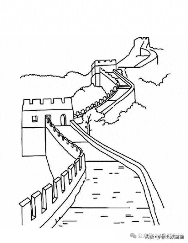 怎样画长城儿童简笔画（长城简笔画线稿资料）