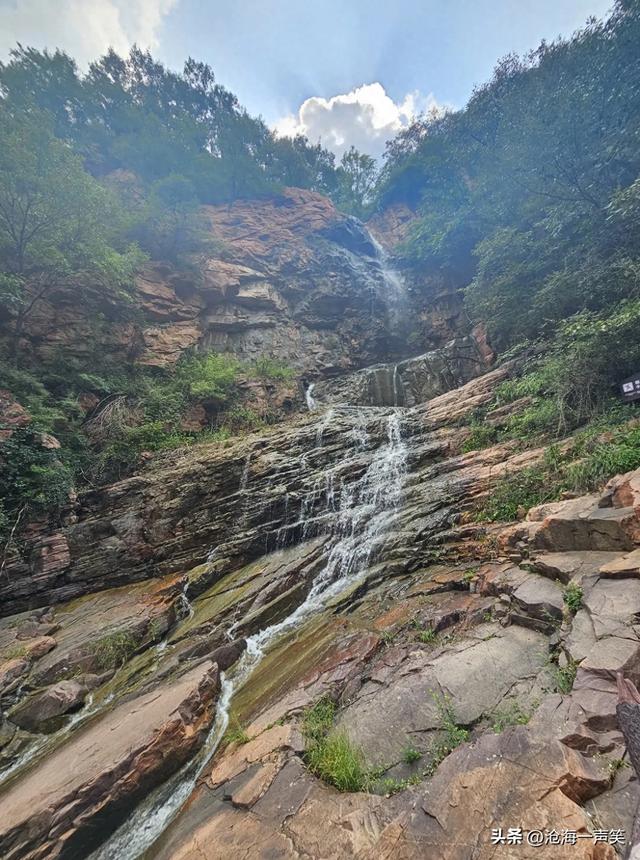 伏羲大峡谷，飞瀑流泉，山路弯弯，蓝天白云，青山绿水