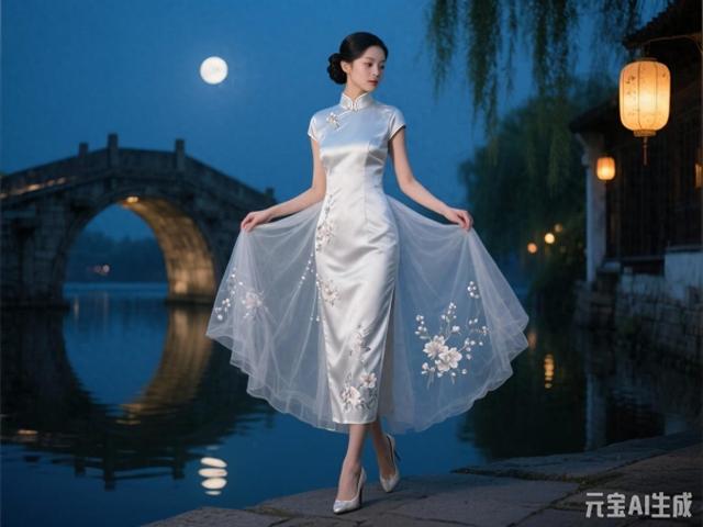 梦幻娃娃旗袍（米白色梦幻旗袍美女图片鉴赏末尾附ai提示词）