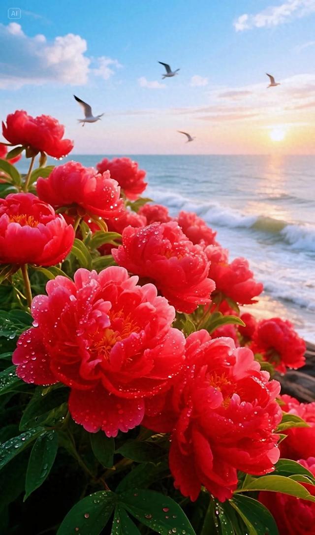 海上“牡丹花”融入海景，景致绝美，动人心弦