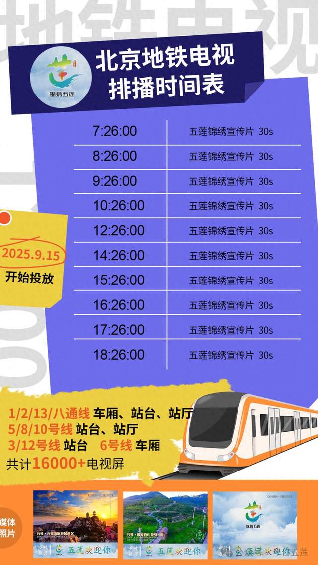 近3亿人次！锦绣五莲再次亮相北京地铁！