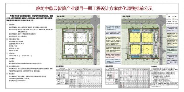 廊坊中鼎云智算产业项目一期工程设计方案优化调整批前公示