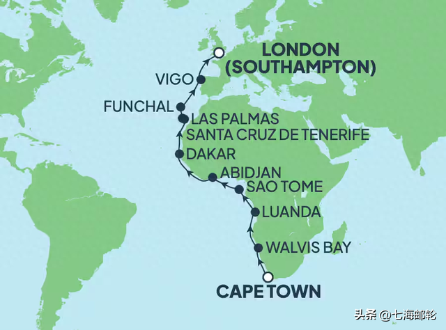 9国27天开普敦到伦敦丨南非+西非+大西洋三大群岛+英伦邮轮之旅