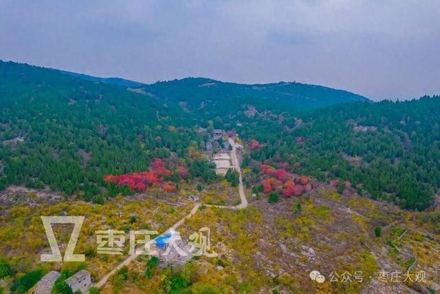 实拍枣庄红叶掩映井字峪玉皇庙