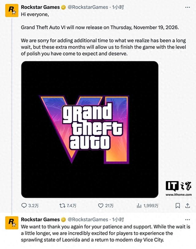 《GTA 6》再度延期：12年等待还要多熬半年，玩家心碎了