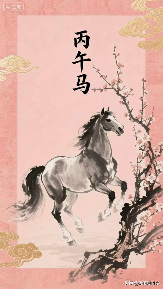 ai优化插画作品（骏马踏祥云 新春送福来 水墨丹青绘 龙马精神旺丨小欣插画AI设计）