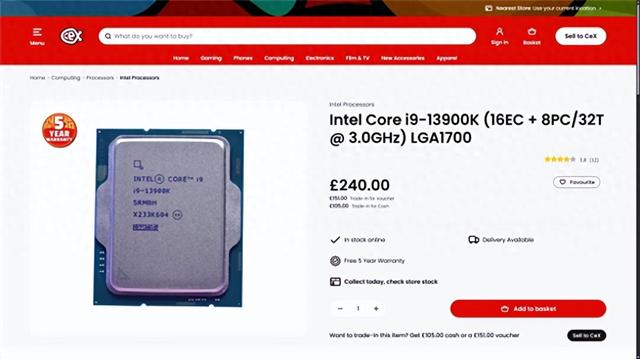 花2000元买颗二手i9-13900K：结果当天就崩溃！
