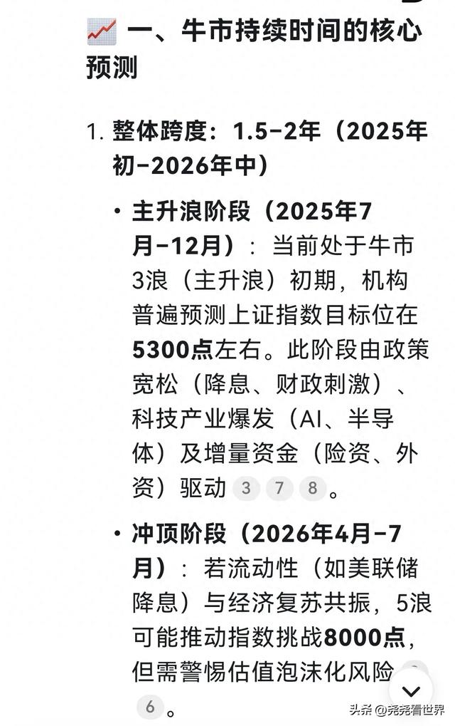 DeepSeek预测：2025年这波牛市能持续多久