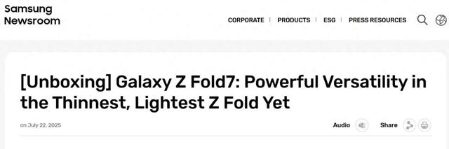 三星 Galaxy Z Fold7 相比较初代 Galaxy Fold 薄了一半