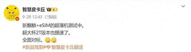 华为超薄手机搭载eSIM 对标iPhone Air