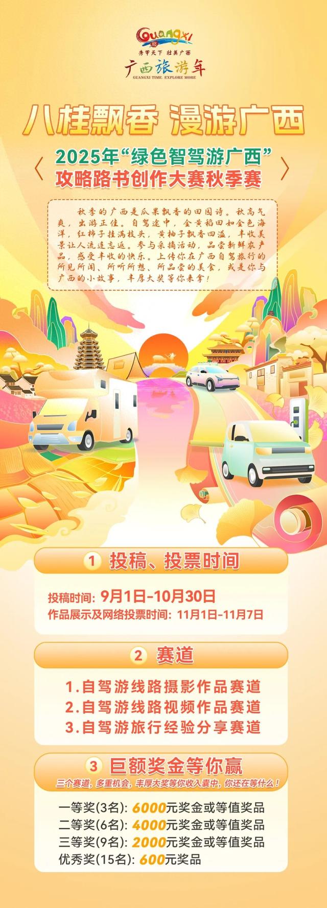 如约而至！“绿色智驾游广西”攻略路书创作大赛秋季赛开启