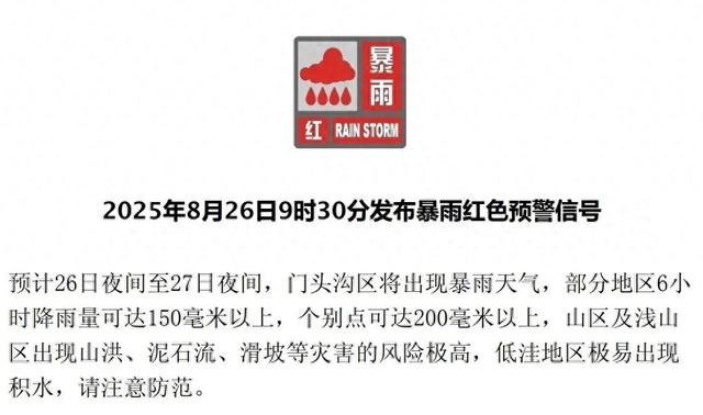 北京2区发布暴雨红色预警！7区发布暴雨橙色预警、7区发布暴雨黄色预警——