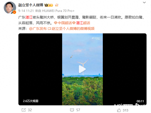 外交部赵立坚推介湛江：君如白鹭，从容起落！