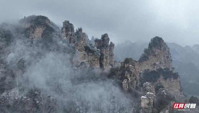 大寒时节雪纷飞 张家界国家森林公园雪景如画