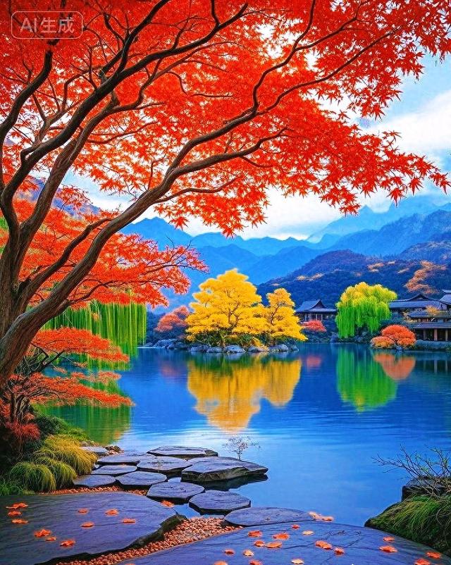 秋意浓浓，湖边的秋景太唯美