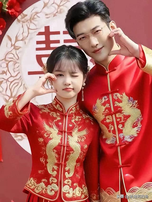 短剧网红于龙和杨咩咩的婚礼，杨咩咩好可爱好萌，一直像小孩儿