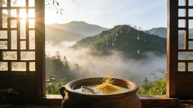 窗外有青山，低头见粥温