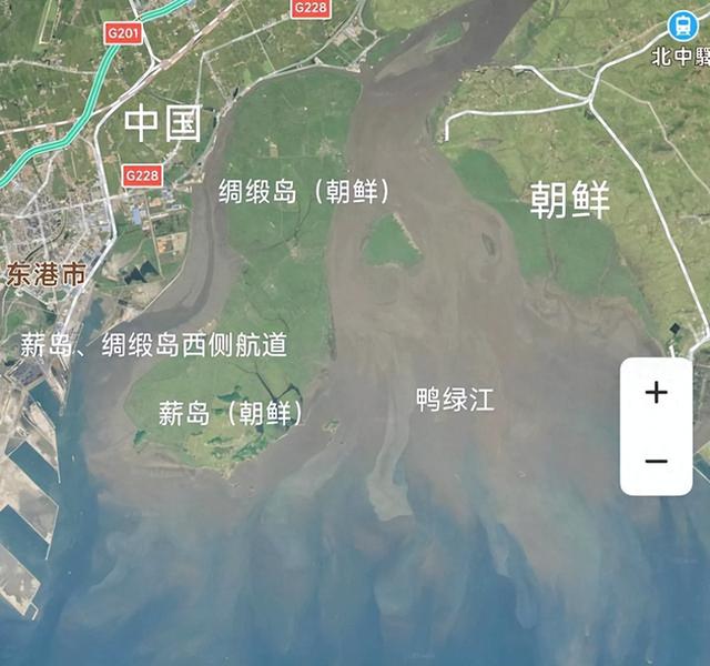 中朝边境鸭绿江口现状，我方领土逐渐减少，朝鲜领土却在不断增多