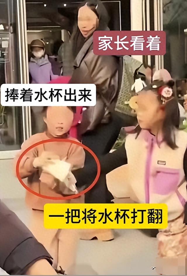女孩打翻水杯事件发酵：涉事母亲正脸曝光，同小区业主评价真相了