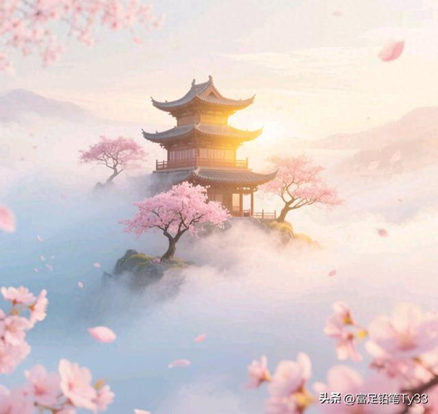 踏入仙韵古风之境：邂逅粉樱，沉醉桃源般的梦幻天地！