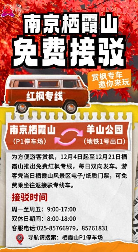 免费乘坐！去南京栖霞山赏枫接驳车来了