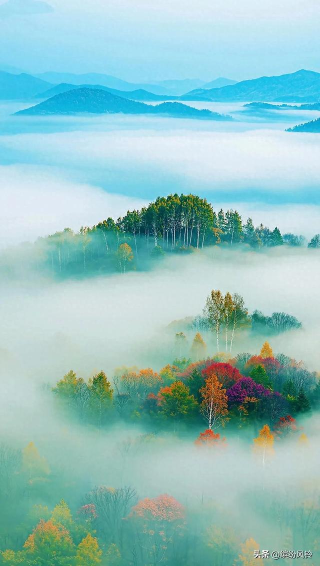 晨雾如纱，轻轻缠绕着远山近林