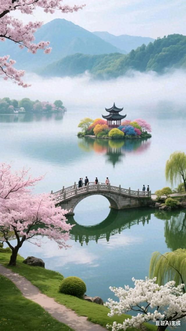 寻梦樱岛：湖畔仙境的粉樱绮梦