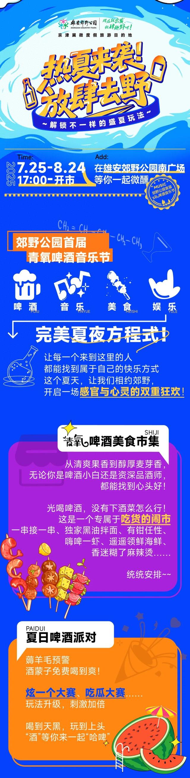 “热夏来袭 放肆去野”！2025年雄安郊野公园首届青氧啤酒音乐节将举办