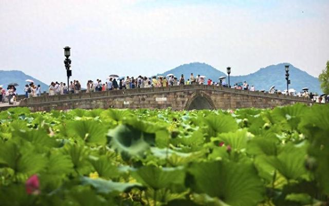 高温“烤”验下 西湖边游客热情不减