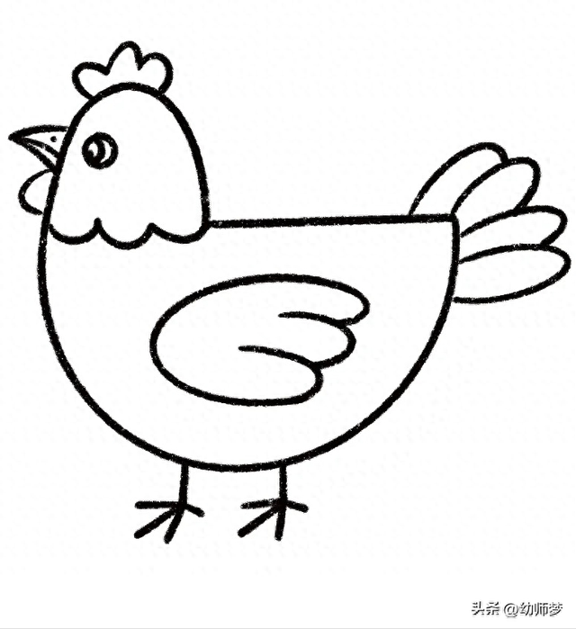 简笔画小鸡的画法（儿童简笔画大公鸡）