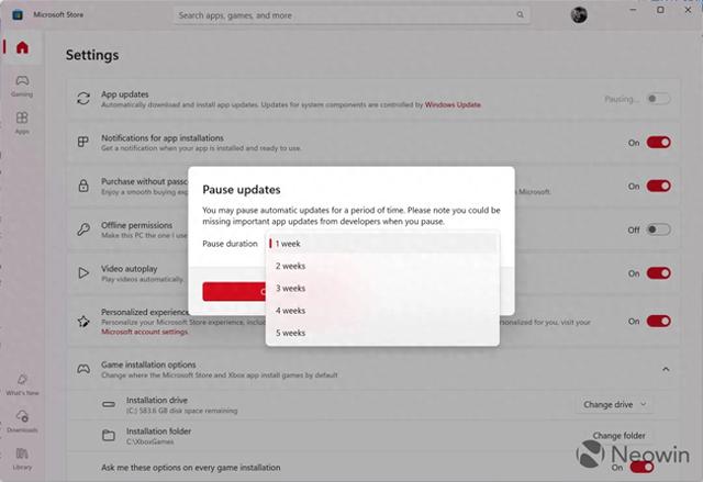 微软不再允许关闭 Microsoft Store 中的应用更新