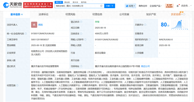 海航空地机重庆科技公司登记成立