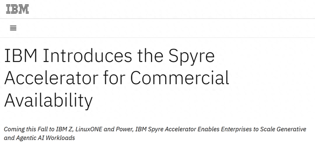 IBM AI推理加速器Spyre本季度正式商用