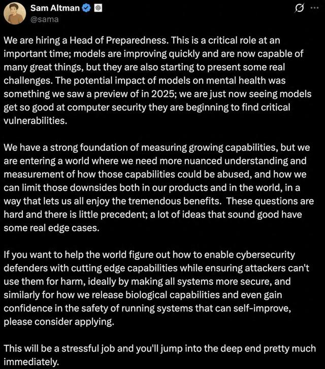 Ilya闹翻，奥特曼400万年薪急招「末日主管」，上岗即「地狱模式」