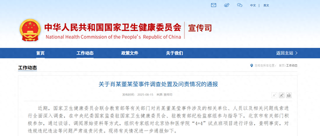 关于肖某董某莹事件调查处置及问责情况的通报