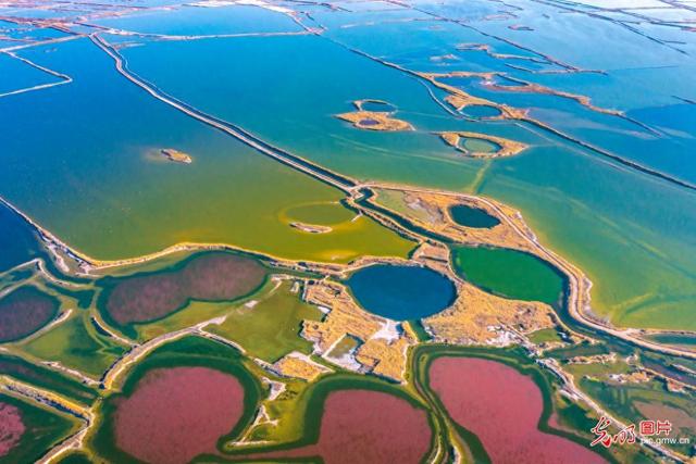 冬日盐湖色彩斑斓