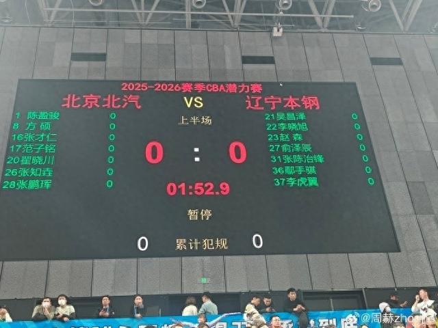 北京VS辽宁潜力赛名单：陈盈骏&方硕&范子铭&翟晓川&李晓旭出战