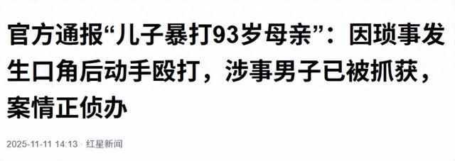 儿子暴打93岁母亲后续：因琐事发生口角，男子被抓获，女儿发声