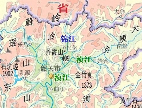 广东北部的锦江，其流域内有丹霞山