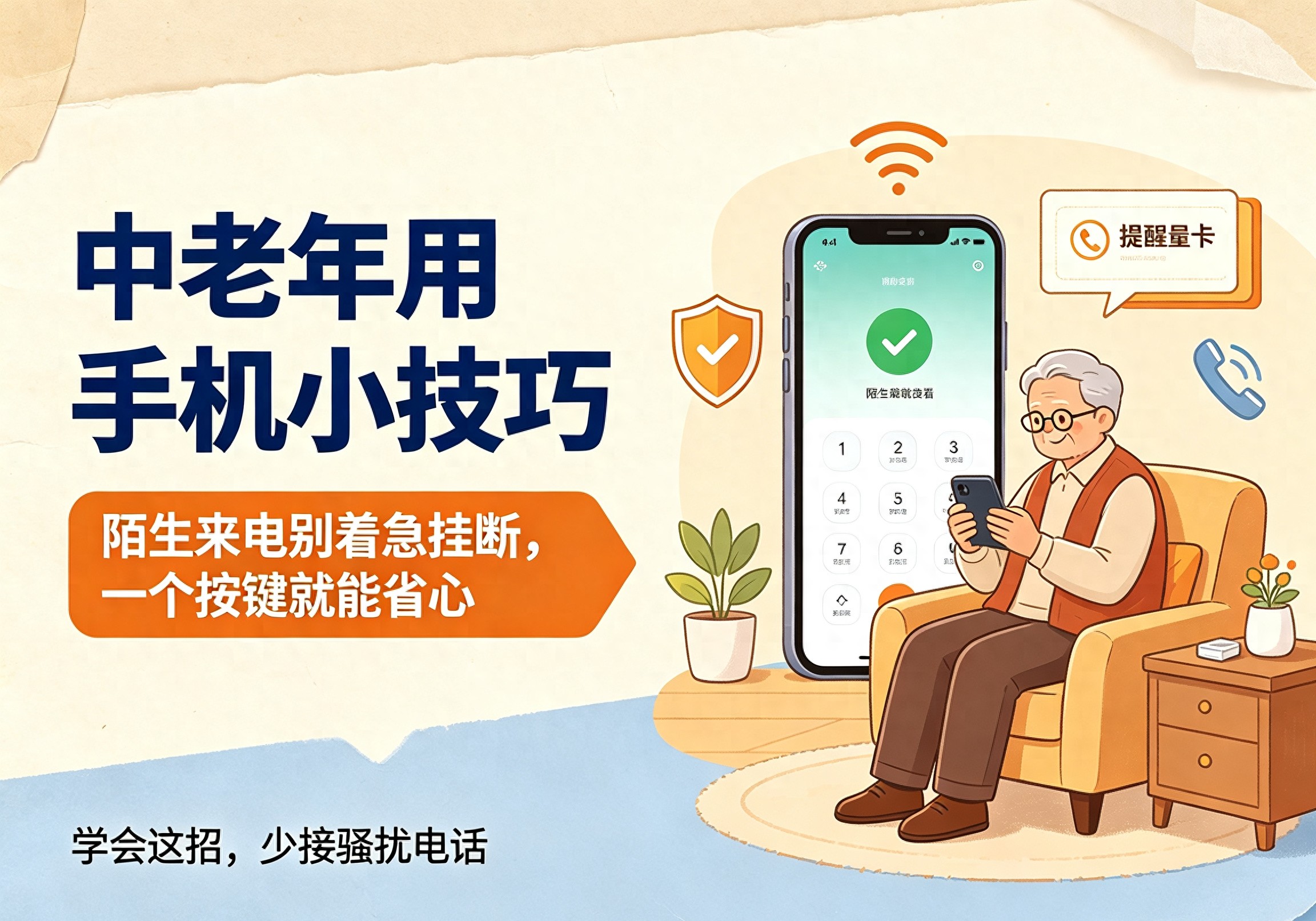 中老年手机来电骚扰拦截_如何快速定位对方手机?_音量键静音防诈骗
