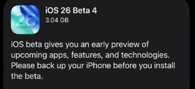苹果 iOS 26 beta4 发布，多个功能进行调整