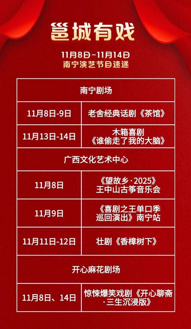 邕城有戏 | 这些好戏即将上演，一起来看！