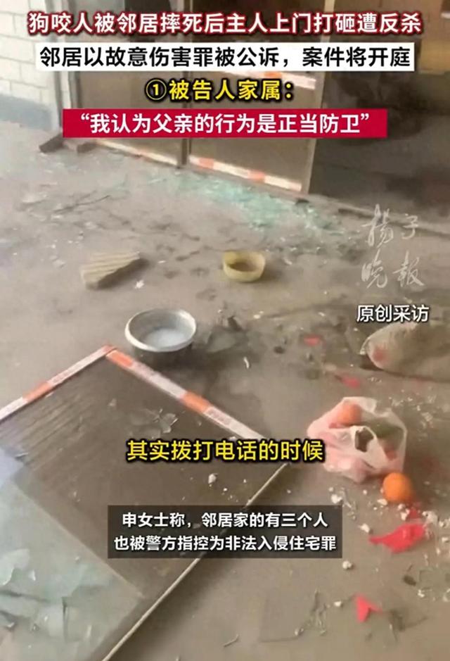狗咬人被邻居摔死后主人上门打砸遭反杀，邻居家属：“我认为父亲的行为是正当防卫”